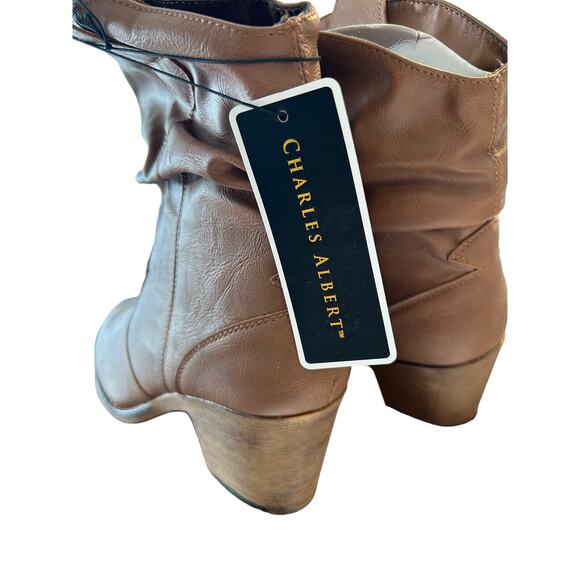 Charles Albert Women's Western Cowboy Boots Brown Mid-Calf Pull On SZ 10 - Picture 7 of 13